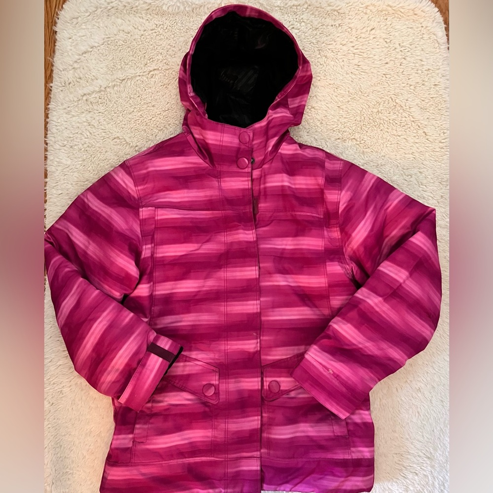 Core Girls Pink Striped Snow Jacket Sz 10/12